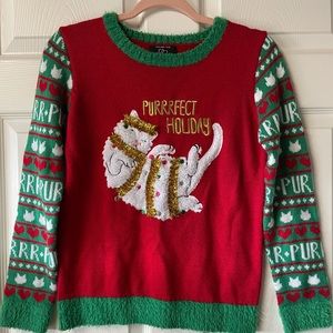 Christmas time ugly sweater cat purrr party -2